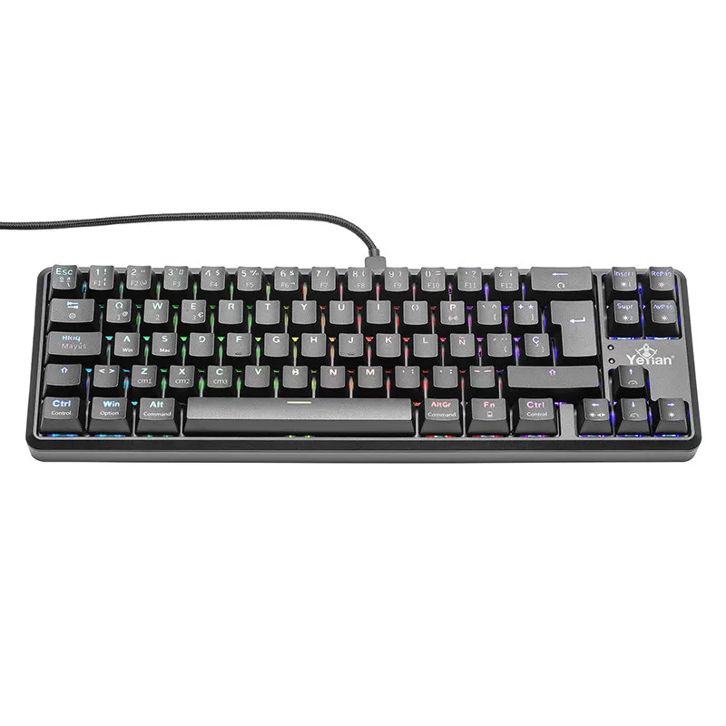 YEYIAN, TECLADO GAMER AKIL S3500, SWITCH AZUL, 69 TECLAS, ANTI GHOSTING Y N-KEY, LED RGB DE ARCOIRIS, 18 EFECTOS, IP42, USB, BATERIA INT YTM-28210B - Imagen 2