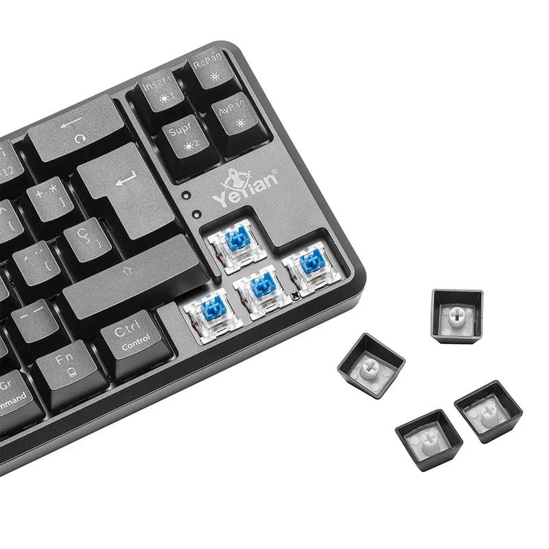 YEYIAN, TECLADO GAMER AKIL S3500, SWITCH AZUL, 69 TECLAS, ANTI GHOSTING Y N-KEY, LED RGB DE ARCOIRIS, 18 EFECTOS, IP42, USB, BATERIA INT YTM-28210B - Imagen 3