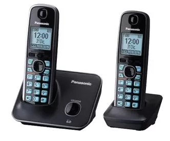 PANASONIC 2 Telefonos Inalambrico, Pantalla de 1.8, Ecualizador, Alarma, bloqueo de llamadas, Altavoz, negro