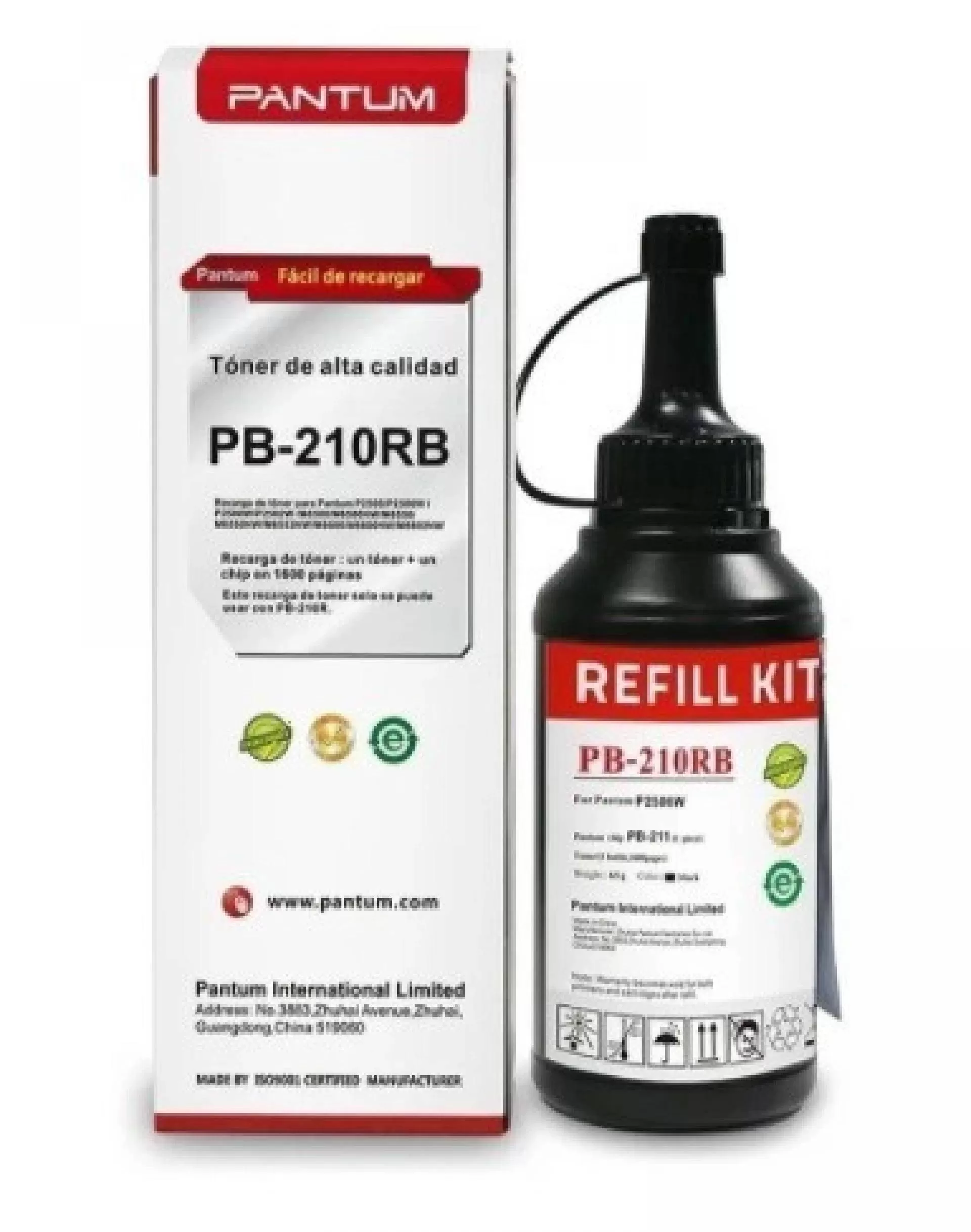 RECARGA MARCA PANTUM MODELO PB-210RB NEGRO, RENDIMIENTO 1600 PAGINAS, PARA EQUIPO P2500W Y M6550NW