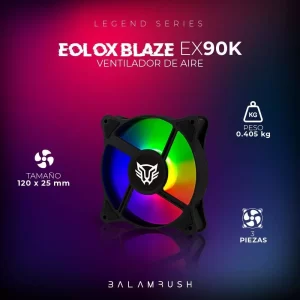 Kit 3 Ventiladores de 120mm ARGB Balam Rush Eolox Blaze EX90K: Velocidad: 1500 Rpm, Flujo de aire: 35.37