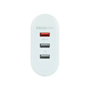 Cargador Mobifree Cargador de pared 3 puertos USB, Color blanco, Pared, Corriente alterna, USB, 3