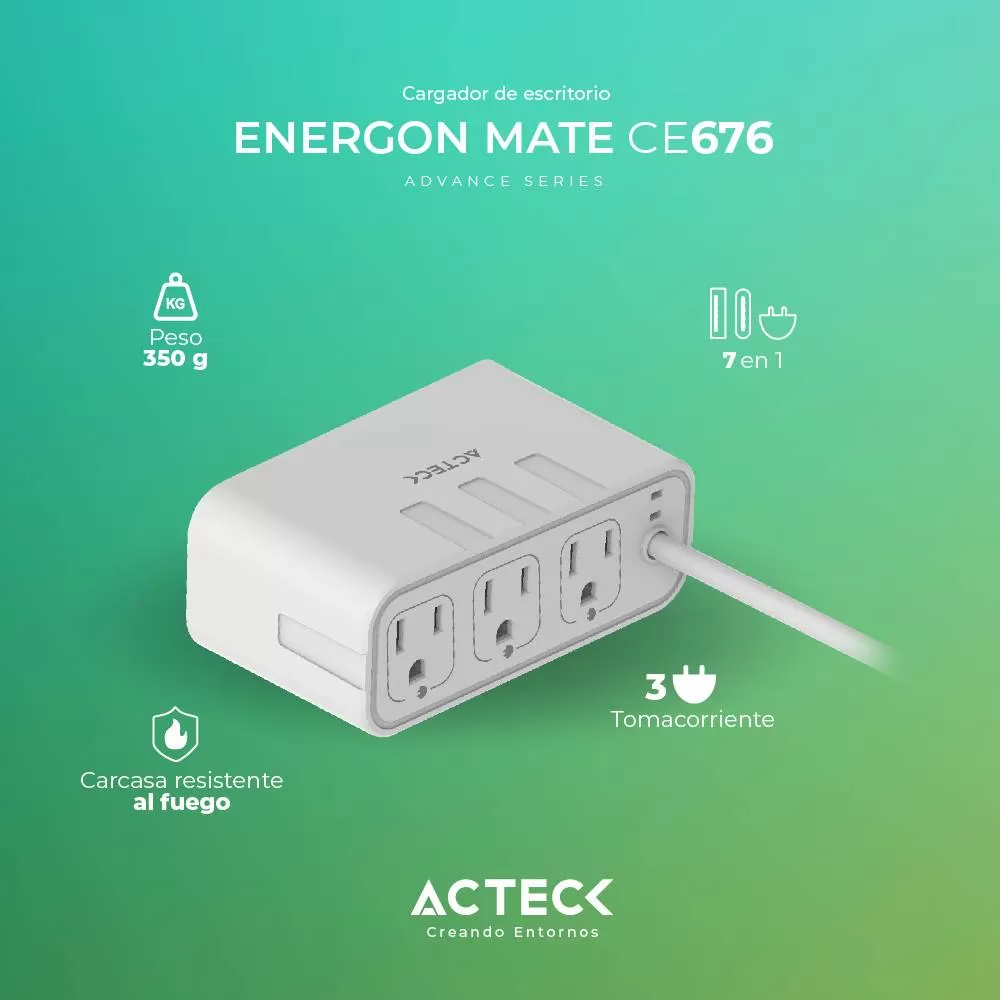 Cargador de escritorio Energon MATE CE4676 Acteck 7 en 1 - Imagen 3