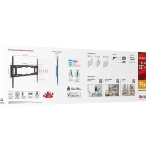 Soporte de Pared Barkan E400+ para Pantalla Fijo/Curvo/Plano 32 - 90, hasta 60Kg, Negro