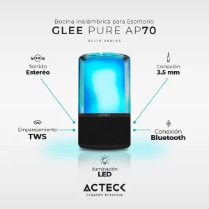 Bocina inalámbrica Bluetooth Glee Pure AP70 Elite Series, Bluetooth 5.2, Potencia 40w RMS