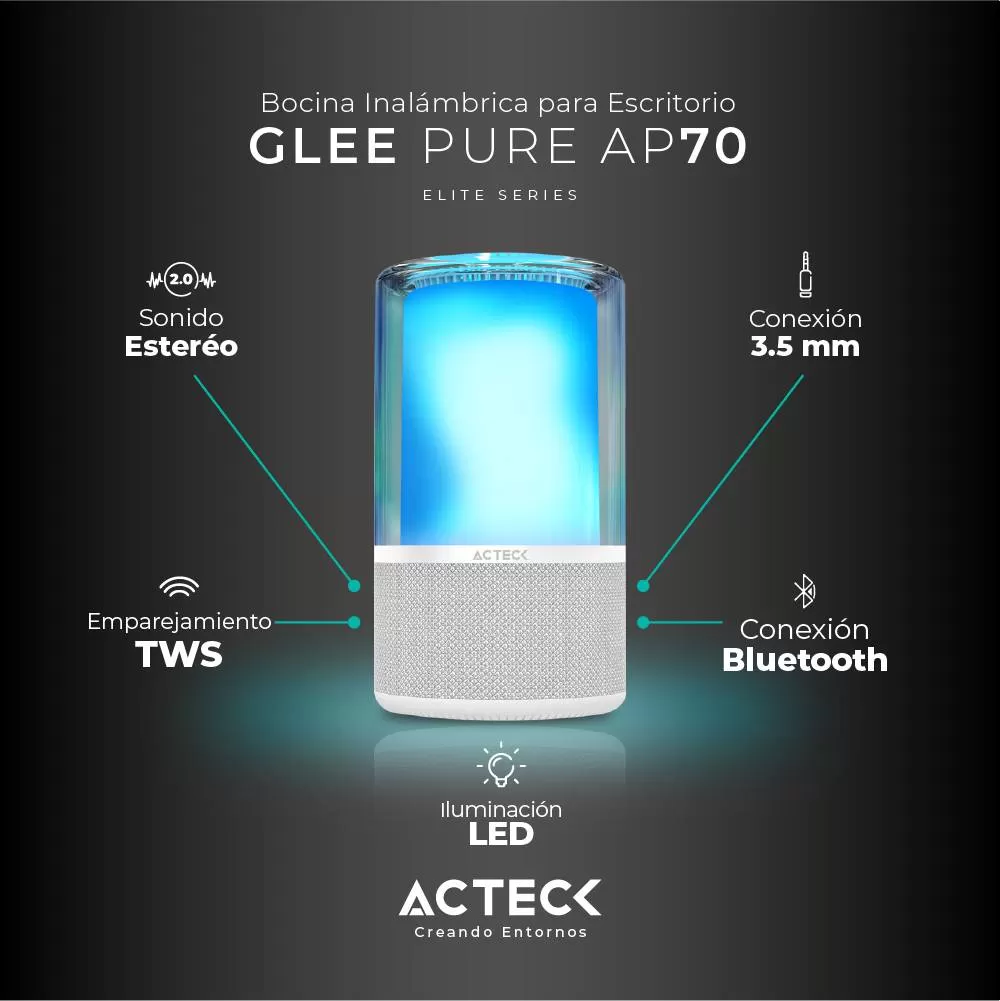 Bocina inalámbrica Bluetooth Glee Pure AP70 Elite Series, Bluetooth 5.2, Potencia 40w RMS