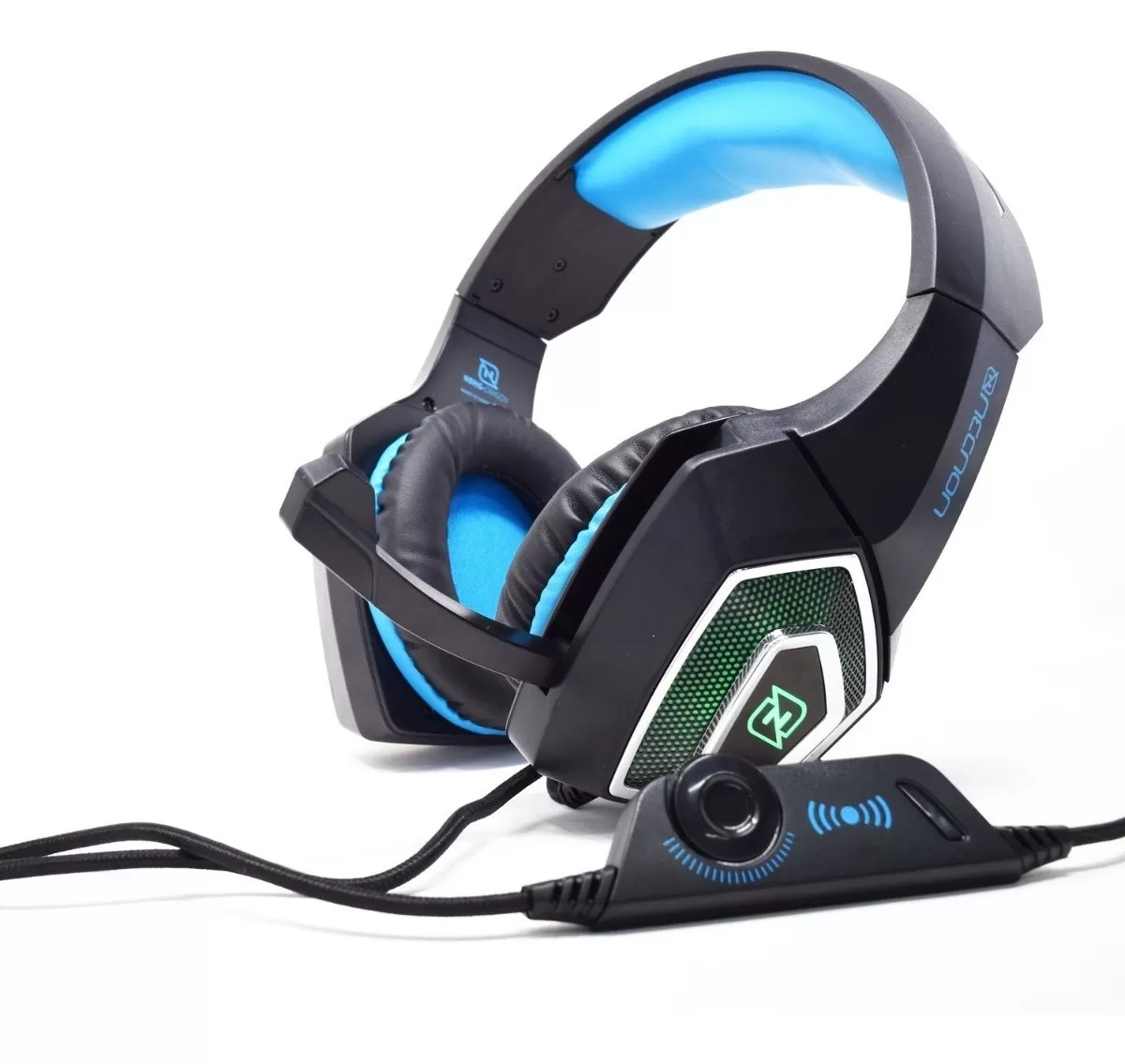 HEADSET GAMING OVER-EAR NBHG DRAGON LED ALAMBRICO DIADEMA FLEXIBLE CON VIBRACION MICROFONO 3.5MM USB PC CONSOLAS CELULAR C/ADAPTADOR AZUL - Imagen 5