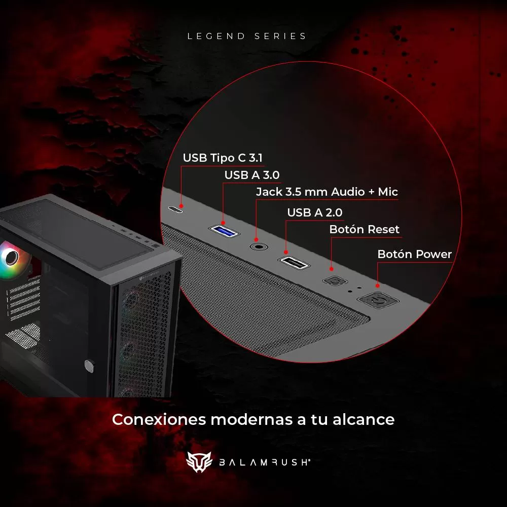 Gabinete Gamer Mini Torre Carbono Twin Mate 6000 Legend Series - Imagen 3