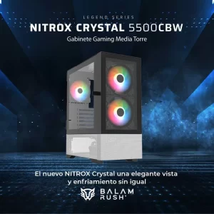 Gabinete Gamer Media Torre Nitrox Crystal 5500CBW Legend Series