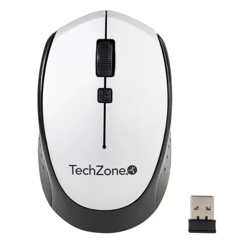 Mouse inalámbrico Start Silver TechZone, hasta 1600 DPI's, 3 botones, textura en rubber, 1 año de garantía.