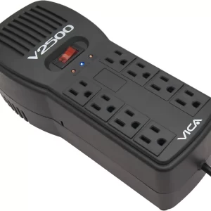 Regulador VICA V2500 2500VA/1500W , Voltaje 120VCA /60Hz, breaker térmico, 8 tomas protegidas, indicadores LED, puertos RJ11/RJ45, empotrable en pared