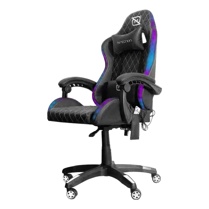 SILLA GAMER RGB INCLINACION RESPALDO 145 CLASE 4 140-150KG NSG-RGB1 FOAM 350MM 63CM*64CM*121-131CM COJIN LUMBAR Y CABEZA NEGRO/FUSCIA - Imagen 2