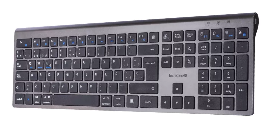 Teclado HEFESTOS recargable con conexión Bluetooth TECHZONE TZACTCB01 color plata, QWERTY. Compatibilidad: Windows, Android y MacOS. - Imagen 4